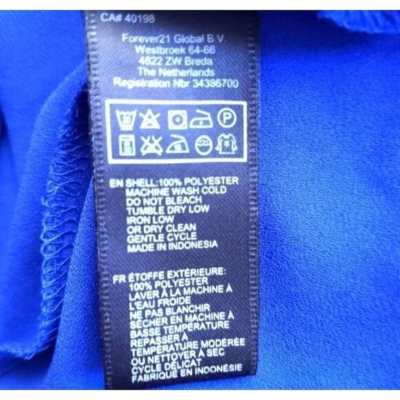 FOREVER 21 COBALT BLUE BLOUSE SZ.S EUC - Picture 5 of 5